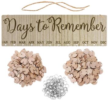 Diy Familie Verjaardag Board Plaque Opknoping Houten Kalender Huwelijksverjaardag Herinnering Kaart Handgemaakte Kerst Hout Decors model- D
