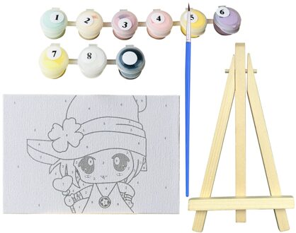 Diy Foto Schilderij Nummers Olieverfschilderij Kit 5.9*3.9 Inch Met Heldere Acryl Pigment Borstel Houten Schildersezel Stand voor Kids stijl 1