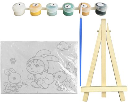 Diy Foto Schilderij Nummers Olieverfschilderij Kit 5.9*3.9 Inch Met Heldere Acryl Pigment Borstel Houten Schildersezel Stand voor Kids stijl 2