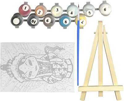 Diy Foto Schilderij Nummers Olieverfschilderij Kit 5.9*3.9 Inch Met Heldere Acryl Pigment Borstel Houten Schildersezel Stand voor Kids stijl 5
