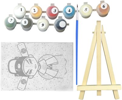 Diy Foto Schilderij Nummers Olieverfschilderij Kit 5.9*3.9 Inch Met Heldere Acryl Pigment Borstel Houten Schildersezel Stand voor Kids stijl 6