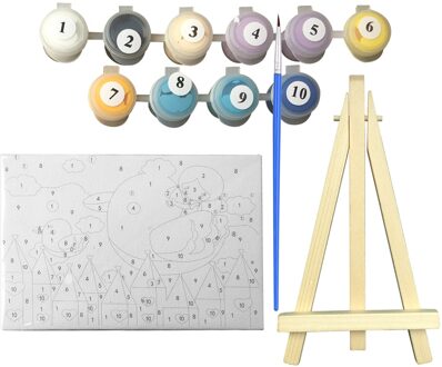 Diy Foto Schilderij Nummers Olieverfschilderij Kit 5.9*3.9 Inch Met Heldere Acryl Pigment Borstel Houten Schildersezel Stand voor Kids stijl 7
