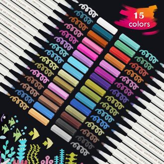 Diy Fotoalbum Metallic Kleur Pen 10/12/15/20/30-Kleur Graffiti Marker Pen Sneldrogend verf Pen Voor Card Ambachten Lbs 15 kleuren