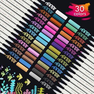 Diy Fotoalbum Metallic Kleur Pen 10/12/15/20/30-Kleur Graffiti Marker Pen Sneldrogend verf Pen Voor Card Ambachten Lbs 30 kleuren