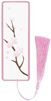 Diy Geborduurde Bladwijzer Materiaal Pakket Borduurwerk Starter Kit Met Bloemen Plant Patroon Kleur Discussies Handgemaakte Bladwijzer Kit wit