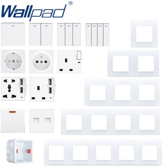 DIY Glass Frame Wall Light Button Switch Power Socket Electrical Outlet White Glass PC Function Key DIY Free S6 Series Wallpad