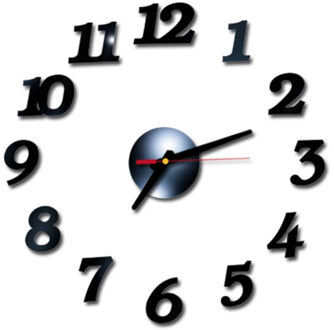 DIY Grote Stille Quartz Wandklok Beweging Handen Mechanisme Reparatie Onderdelen Tool Muurstickers zwart