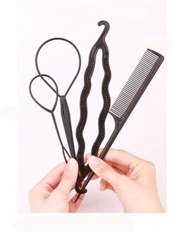 DIY Haar Vlecht Maker Tool 4 stks/1 set Paardenstaart Schepper Plastic Lus Styling Tools Pony Tail Clip haar Vlecht Maker Styling Tool