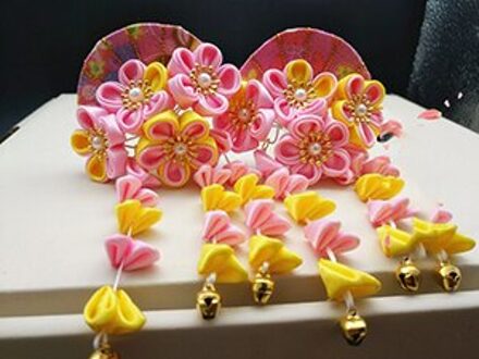 Diy Handgemaakte Japanse Kimono Sakura Haaraccessoires Meisjes Fan Swirl Haar Sieraden Haarspeld Tovenaar Roze/Rood/Blauw/Geel geel (1stk)