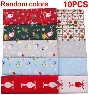 Diy Handgemaakte Katoen Gedrukt Plain Weave Kerst Serie Mode Kleine Doek Groep Voor Kussens Kussens 25*25 Cm willekeurig 10stk