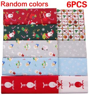 Diy Handgemaakte Katoen Gedrukt Plain Weave Kerst Serie Mode Kleine Doek Groep Voor Kussens Kussens 25*25 Cm willekeurig 6stk