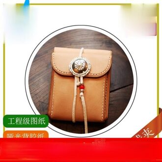 Diy Handgemaakte Lederen Goederen Japanse Stijl Korte Clip Tas Tekening Grid Plantaardig Gelooid Leer Lederen Handgemaakte Tekeningen papier EditionCowCard