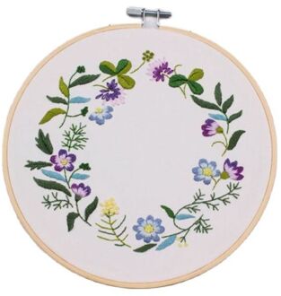 Diy Handwerk Borduurwerk Kit Met Frame Voor Beginner Kruissteek Patroon Gedrukt Handwerken Naaien Art Craft Home Decor A / 20cm retro hoop