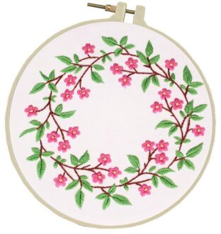 Diy Handwerk Borduurwerk Kit Met Frame Voor Beginner Kruissteek Patroon Gedrukt Handwerken Naaien Art Craft Home Decor C / 20cm retro hoop