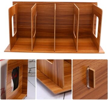 Diy Houten Boekensteunen Antislip Zware Boek Eindigt Ondersteunt Home Storage Rack Voor Boeken Dvds Tijdschriften (Zwart) houtkleur