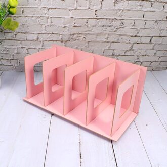 Diy Houten Boekensteunen Antislip Zware Boek Eindigt Ondersteunt Home Storage Rack Voor Boeken Dvds Tijdschriften (Zwart) roze