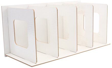 Diy Houten Boekensteunen Antislip Zware Boek Eindigt Ondersteunt Home Storage Rack Voor Boeken Dvds Tijdschriften (Zwart) wit