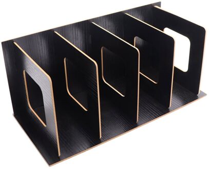 Diy Houten Boekensteunen Antislip Zware Boek Eindigt Ondersteunt Home Storage Rack Voor Boeken Dvds Tijdschriften (Zwart)