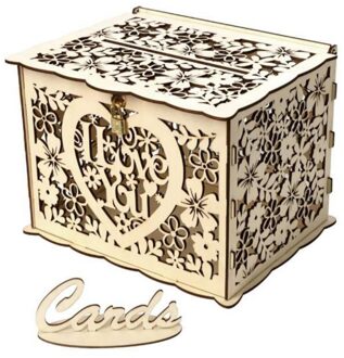 Diy Houten Bruiloft Benodigdheden Visitekaartje Doos Decoratie Custom Teken In Doos Houten Bruiloft Card Box - JM01319 Kleine 2