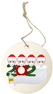 Diy Houten Masker Sneeuwpop Kerstboom Hanger Kerstman Met Masker Opknoping Ornamenten Decoraties Christmas Party Family of 4