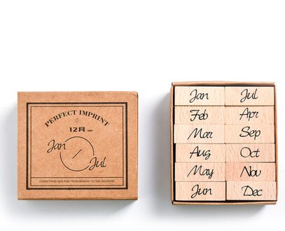 Diy Houten Retro Vintage Maand Week Planner Stempel Basic Functie Serie Digitale Symbool Stempelzegel Briefpapier Kantoorbenodigdheden Month Abber