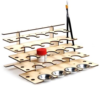 DIY Houten Verf Rack Stand Schilderij Inkt Fles Opslag Houder Organizer Pigment Plank Schilderijen Beugel Borstels Tool Stand stijl 1