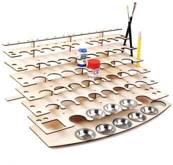 DIY Houten Verf Rack Stand Schilderij Inkt Fles Opslag Houder Organizer Pigment Plank Schilderijen Beugel Borstels Tool Stand stijl 2