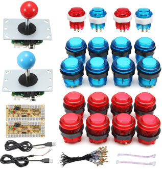 Diy Joystick Arcade Kits 2 Spelers Met 20 Led Arcade Knoppen + 2 Joysticks + 2 Usb Encoder Kit + kabels Arcade Game Onderdelen Set 1