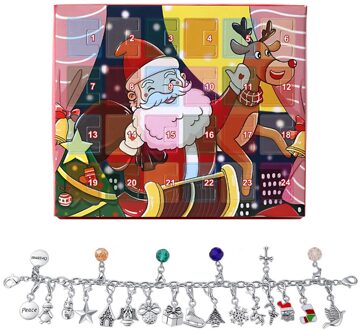 Diy Kerst Advent Kalender Armband Ketting Mode-sieraden Set Hanger Sieraden Countdown Mooie Cadeaus Voor Meisjes
