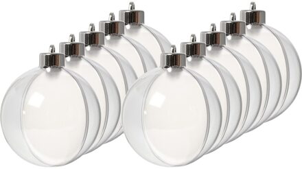 DIY Kerstballen - 10x st - transparant - D8 cm - kunststof - knutselen