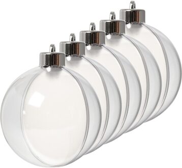 DIY Kerstballen - 30x st - transparant - D8 cm - kunststof - knutselen