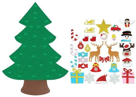 Diy Kerstboom Vilt Doek Tapijt Puzzel Ornament Kerst Handgemaakte Kinderen Kids Voor Home Decoratie
