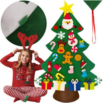 DIY Kerstboom - vilt - incl 26 decoraties - knutselspullen - kerst - voor kinderen Groen
