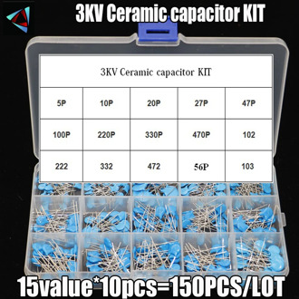 DIY KIT 150pcs=15value*10pcs 3KV Ceramic capacitor KIT 3KV 5P 10P 22P 47P 56P 100P 150P 220P 330P 470P 102 222 332 472 103