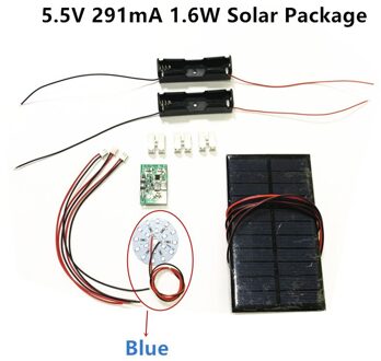 Diy Kit 5V 5.5V 250mA 1.25W 1.6W Zonnepaneel Met 0.6A Solar Lamp Light Controller 3.7V 5V 600ma Met 3.7V 5W Led 5.5V 1.6W blauw