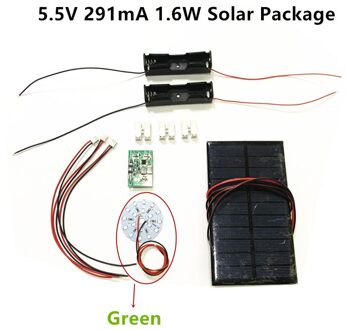Diy Kit 5V 5.5V 250mA 1.25W 1.6W Zonnepaneel Met 0.6A Solar Lamp Light Controller 3.7V 5V 600ma Met 3.7V 5W Led 5.5V 1.6W groen