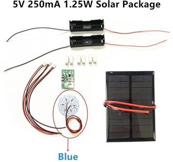 Diy Kit 5V 5.5V 250mA 1.25W 1.6W Zonnepaneel Met 0.6A Solar Lamp Light Controller 3.7V 5V 600ma Met 3.7V 5W Led 5V 250mA blauw