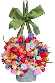 Diy Kunstmatige Tulp Krans Opknoping Lente Tulip Deur Krans Voor Indoor Outdoor Bruiloft Decoratie Moederdag Home Decor