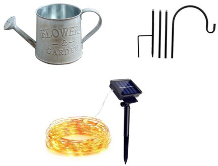 Diy Led Solar Powered Douche Fairylight Watering Waterkoker Douche Kan Standbeelden Tuin Gazon Achtertuin Decoratieve Sprinkles Lamp
