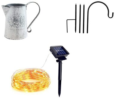 Diy Led Solar Powered Douche Fairylight Watering Waterkoker Douche Kan Standbeelden Tuin Gazon Achtertuin Decoratieve Sprinkles Lamp