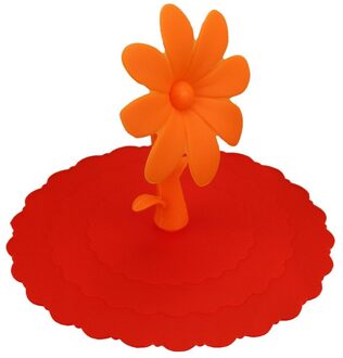 DIY Leuke Zonnebloem Kant Stof Herbruikbare Siliconen Cover Cup Gratis Splicing Thermische Isolatie Cup Seal Cover 0935 oranje