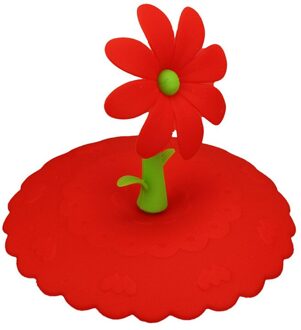 DIY Leuke Zonnebloem Kant Stof Herbruikbare Siliconen Cover Cup Gratis Splicing Thermische Isolatie Cup Seal Cover 0935 rood