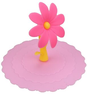 DIY Leuke Zonnebloem Kant Stof Herbruikbare Siliconen Cover Cup Gratis Splicing Thermische Isolatie Cup Seal Cover 0935 roze