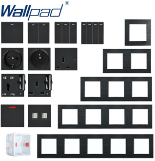 DIY Metal Wall Socket Button Switch Electrical Outlet Brushed Metal Frame PC Function Key Free Combination S6 Series Wallpad