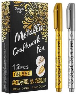 Diy Metallic Waterdichte Permanente Verf Marker Pennen Goud En Zilver Voor Tekening Studenten Levert Marker Ambachten Pen Rood