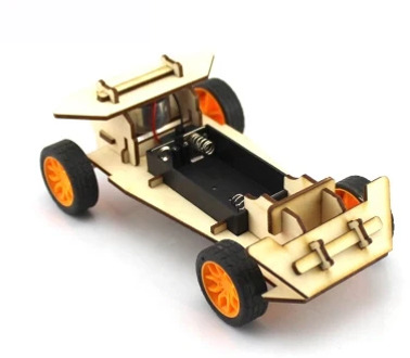 DIY Mini Wooden Electronic Power Vehicle Car Model Kit 4WD Handmade Scientific Experiments Education Toy for Kids Children Gift