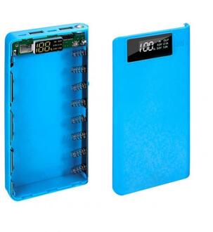 Diy Mobiele Power Bank Case Mobiele Telefoon Accessoires Draagbare 18650 Batterij Oplader Usb Type-C Lcd Usb Lading blauw