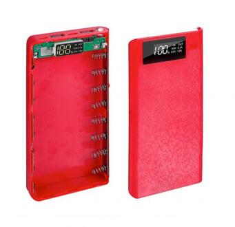 Diy Mobiele Power Bank Case Mobiele Telefoon Accessoires Draagbare 18650 Batterij Oplader Usb Type-C Lcd Usb Lading rood