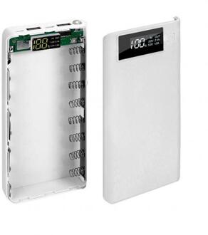 Diy Mobiele Power Bank Case Mobiele Telefoon Accessoires Draagbare 18650 Batterij Oplader Usb Type-C Lcd Usb Lading wit