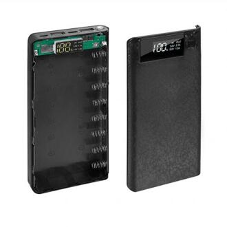Diy Mobiele Power Bank Case Mobiele Telefoon Accessoires Draagbare 18650 Batterij Oplader Usb Type-C Lcd Usb Lading zwart
